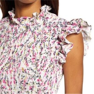 French connection Floral Ruffle Sleeve Top